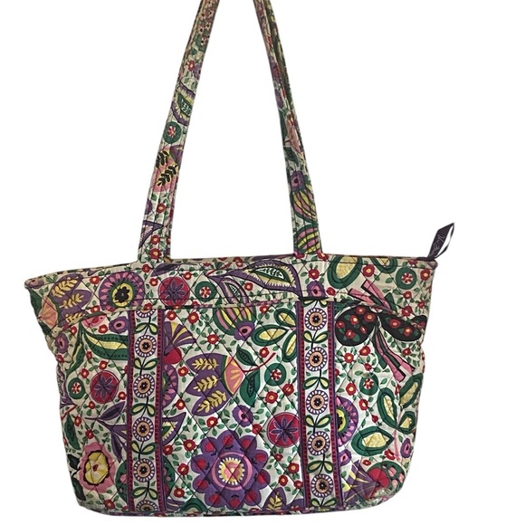 Vera Bradley quilted Floral paisley pink purple Patterned Tote Bag  grandmacore - Picture 1 of 15